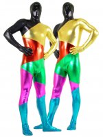 Cheap Rainbow Shiny Metallic Unisex Zentai Suit