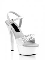 Cheap 6'' High Heel White PU Ankle Straps Sexy Platform Sandals