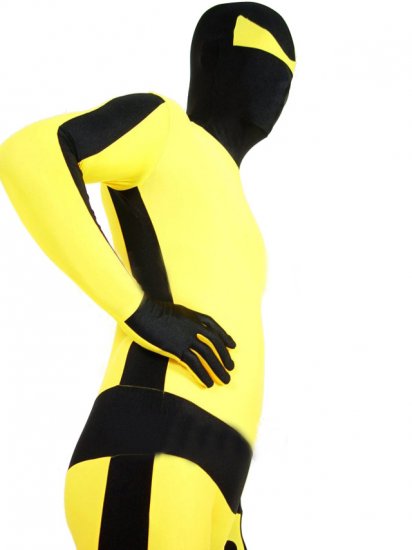 Cheap Black with Yellow Lycra Spandex Unisex Zentai Suit - Click Image to Close