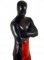 Cheap Full Body Shiny Metallic Black with Red Unisex Zentai Suit