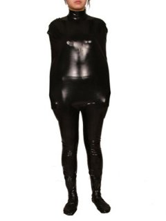 Cheap Black Shiny Metallic Catsuit