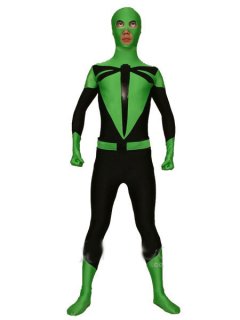 Cheap Dargonfly Green And Black Spandex Zentai Suit