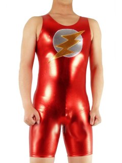 Cheap Shiny Metallic The Flash Super Hero Catsuit