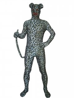 Cheap Gray Lycra Leopard Catsuits
