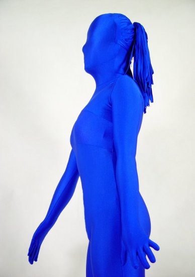 Cheap Blue Lycra Spandex Unisex Zentai with Horse Tail - Click Image to Close