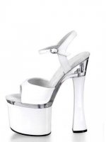 Cheap 7.9'' High Heel White Patent Leather Sexy Sandals