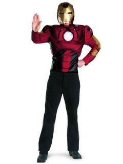 Cheap Iron Man Shiny Metallic Super Hero Costume