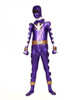 Cheap Purple And White Shiny Metallic Super Hero Zentai Suit