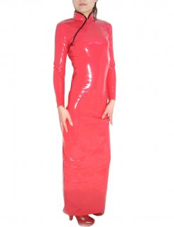 Cheap Red Shiny PVC Cheong-Sam Gown
