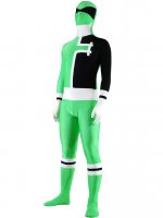 Cheap Green with Black Lycra Spandex Unisex Zentai Suit