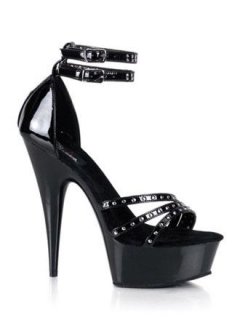 Cheap 6'' High Heel Black PU Sexy Platform Sandals