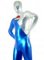 Cheap Blue & Silver Shiny Metallic Unisex Catsuit