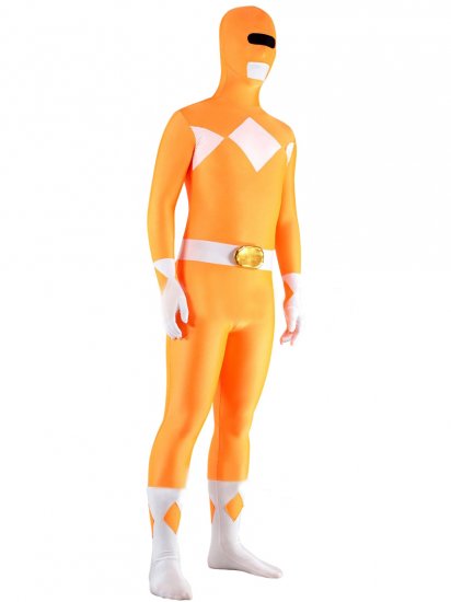 Cheap Orange and White Lycra Spandex Unisex Zentai Suit - Click Image to Close
