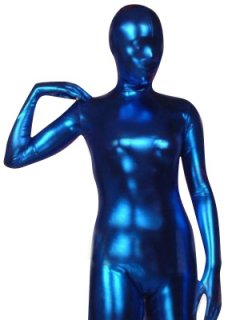 Cheap Blue Shiny Metallic Zentai Suit