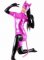 Cheap Purple Cat Woman Shiny Metallic Catsuit with Black Gloves
