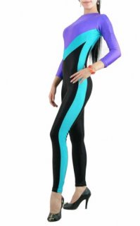 Cheap Mixed color Lycra Spandex Open Catsuit