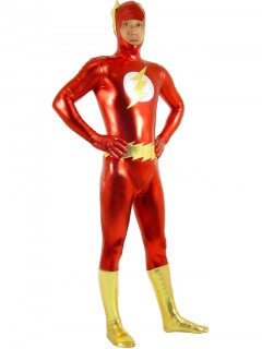 Cheap Shiny Metallic Flash Man Super Hero Catsuit