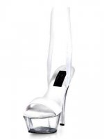 Cheap 6'' High Heel Silver PU Sexy Platform Mules