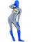 Cheap Gray with Blue Lycra Spandex Unisex Zentai Suit