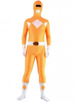 Cheap Orange and White Lycra Spandex Unisex Zentai Suit