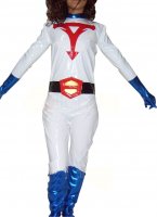 Cheap Shiny PVC and Shiny Metallic Unisex Super Hero Catsuit