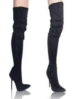 Cheap Black 47/10'' High Heel Thigh High T/R Bengaline Sexy Boot