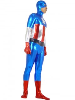 Cheap Captain America Shiny Metallic Zentai Suit