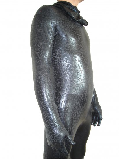 Cheap Black Shiny Metallic Unisex Zentai Suits - Click Image to Close