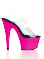 Cheap 6'' High Heel Pink PVC Sexy Platform Mules