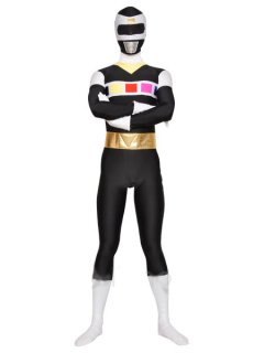 Cheap Black White Unisex Lycra Zentai Suit