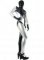 Cheap Black & Silver Shiny Metallic Unisex Zentai Suit