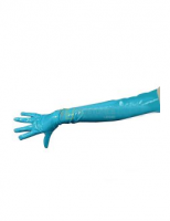 Cheap PVC Navy Blue Shoulder Length Gloves