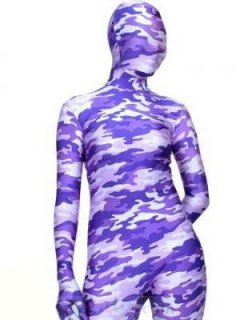 Cheap Zentai Lycra Catsuit fullboby Camouflage sexy suit-purple
