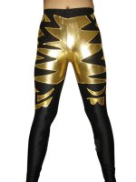 Cheap Black Gold Pattern Shiny Metallic Pants