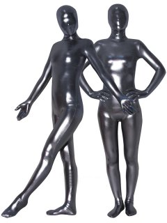 Cheap Silver Gray Shiny Metallic Unisex Zentai Suit