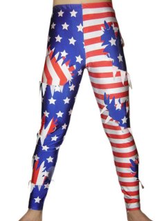 Cheap Multi-Color US Flag Spandex Pants