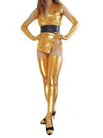 Cheap Gold Shiny Metallic Sexy Costume