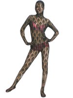 Cheap Black Transparent Lace Velvet Zentai Suit