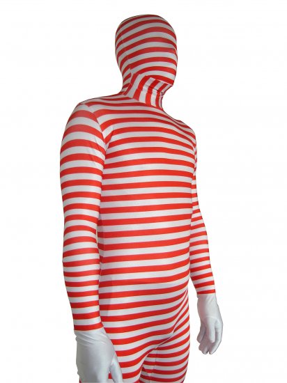Cheap Red And White Stripe Lycra Unisex Zentai - Click Image to Close
