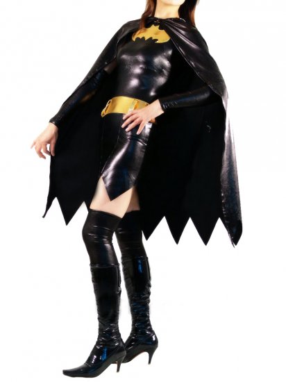 Cheap Shiny Metallic Batgirl Costume with Black Cape - Click Image to Close