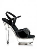 Cheap 6'' High Heel Rhinestone PVC Ankle Straps Sexy Platform Sa