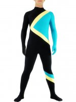 Cheap Blue with Yellow & Black Lycra Spandex Unisex Zentai Suit