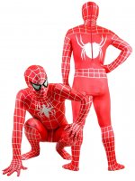 Cheap Lycra Spandex Red Spiderman Costume Outfit Zentai with Whi