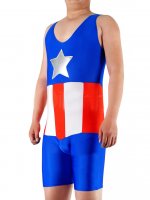 Cheap Lycra Spandex Star and Stripes Half Length Sleeveless Leot