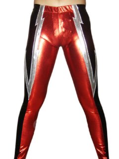 Cheap Black Red Silver Pattern Shiny Metallic Pants