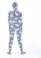 Cheap "Black & White Lycra Metallic Unisex Zentai Suit Cordiform