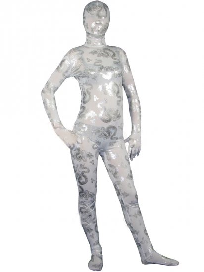 Cheap Full Body Lycra Spandex White with Silver Pattern Unisex Z - Click Image to Close