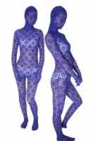 Cheap Blue Transparent Velvet Unisex Zentai Suit
