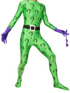 Cheap Green Spandex Black Question Mark Catsuit