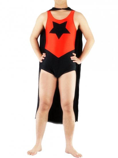 Cheap Pentacle Man Half Length Lycra Spandex Costume with Cape - Click Image to Close